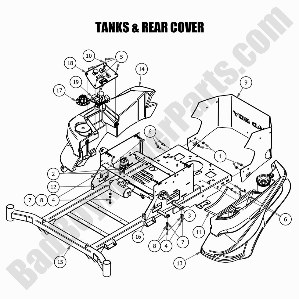 2535 - Bad Boy Mower Parts Lookup > 2021 > ZT Avenger > Tanks & Rear Covers